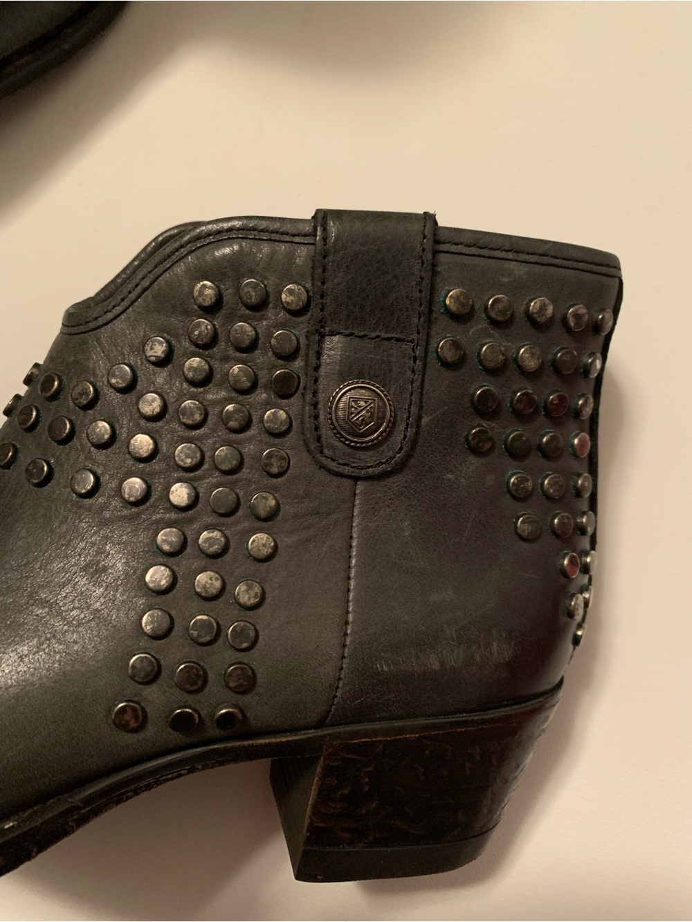 LYARD  Fergie Studded Leather Slip-On  ankle  boot